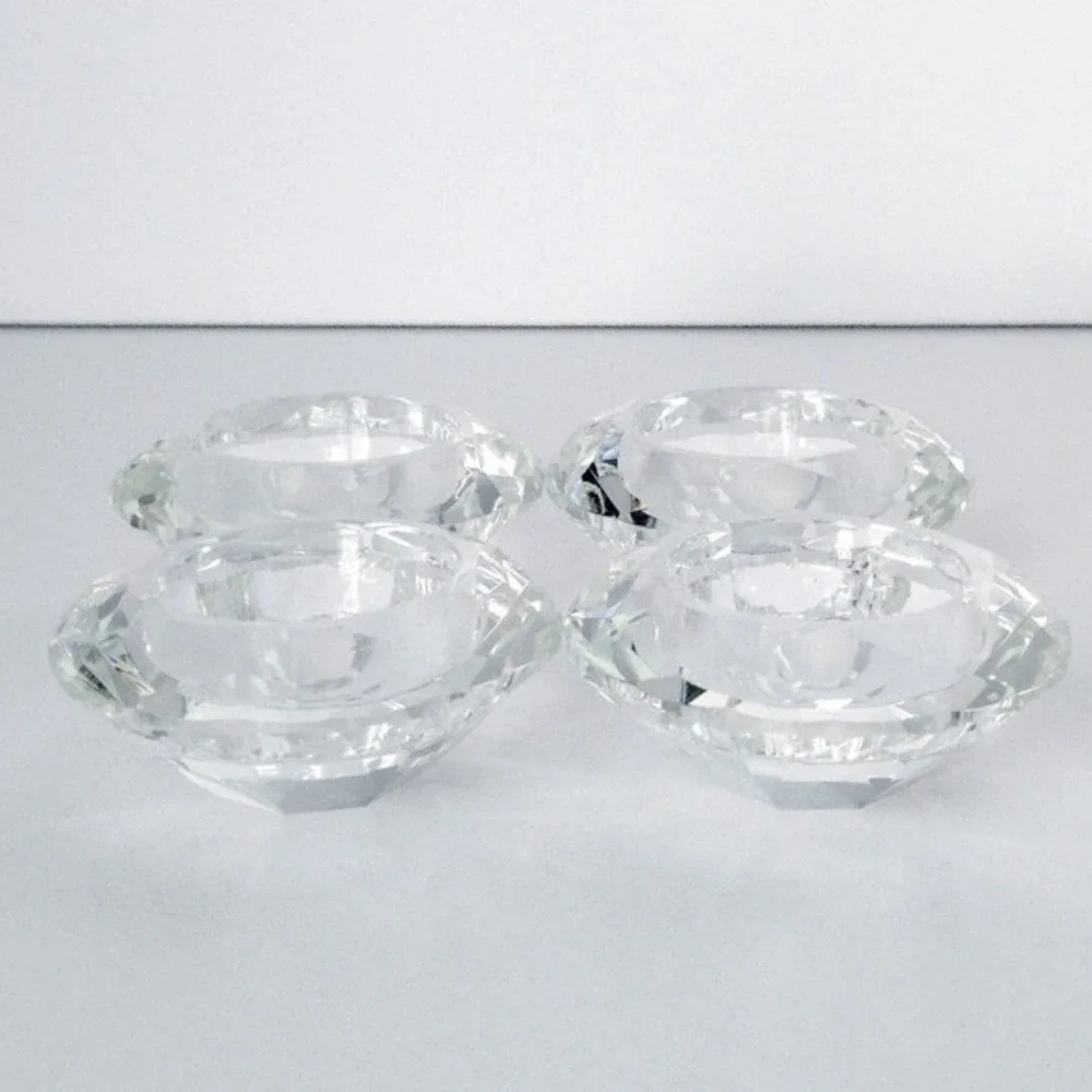Set of 4 Kate‎ Aspen Diamond Shaped Clear Glass Votive Candle Holders
